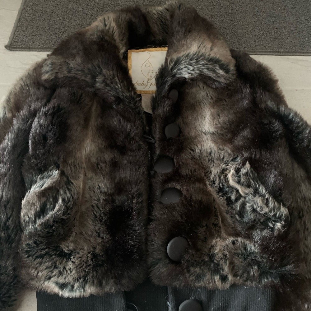 Baby Phat Luxurious Faux Fur Teddy Jacket - Black and Brown